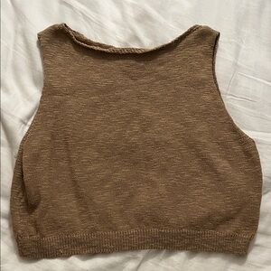 Commense Brown Knit Crop Top